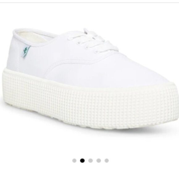 COOL PLANET BY STEVE MADDEN STREAM WHITE FABRIC PLATFORM SNEAKERS 7.5 - Picture 1 of 14